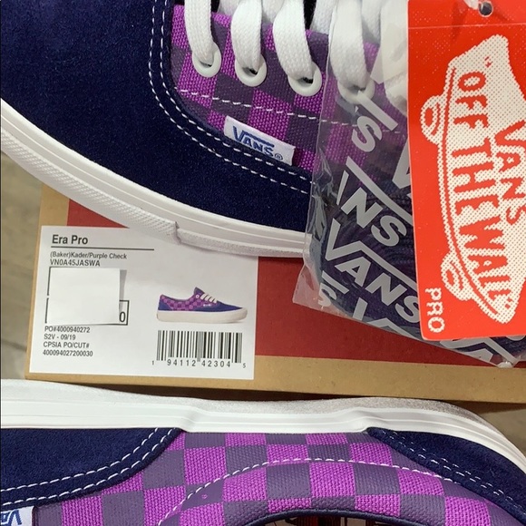 VANS ERA PRO BAKER KADER/Purple Checkerboard Men’s - Picture 13 of 16